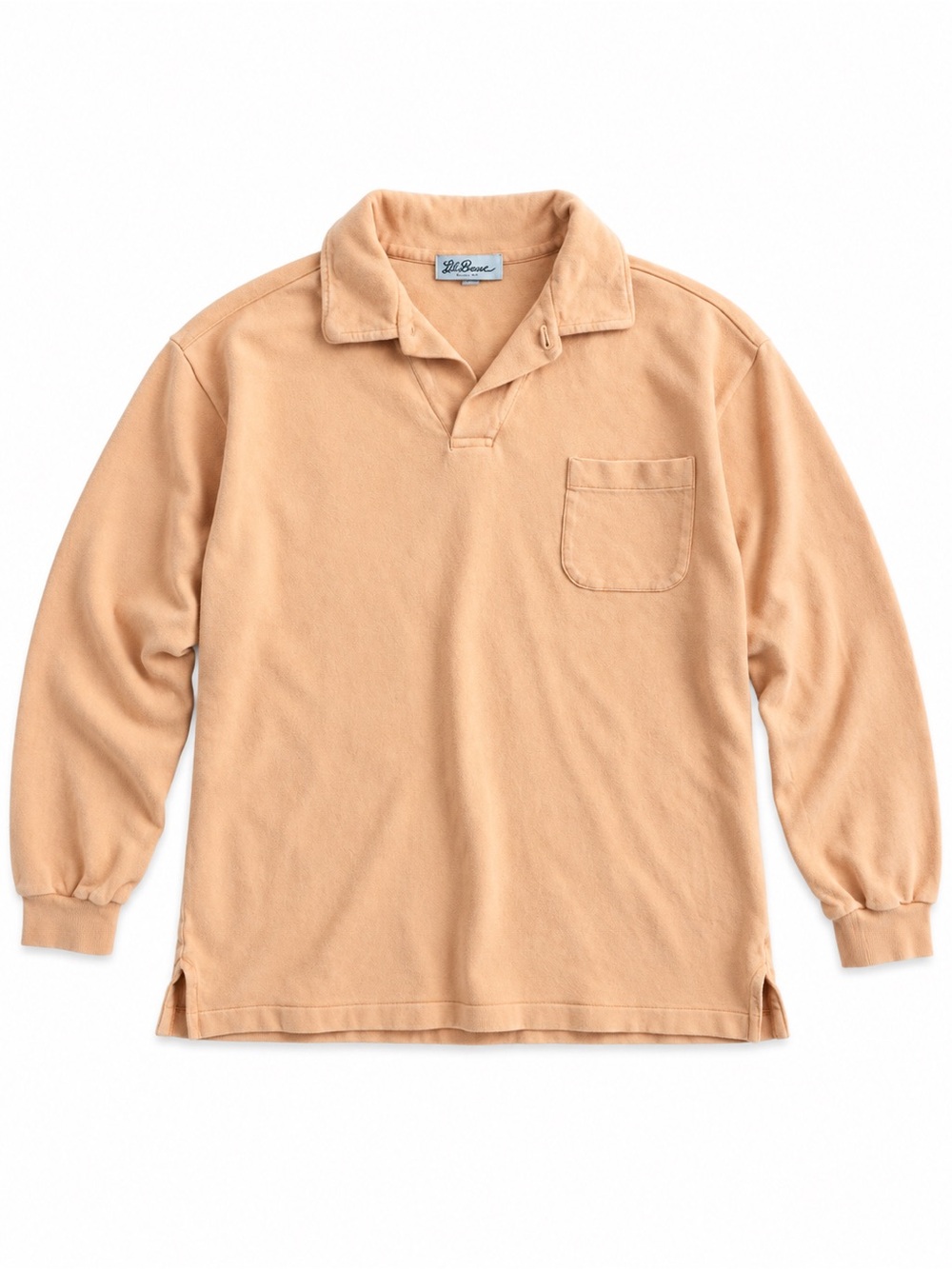 Loro Piana Long Sleeve Cotton Piquet Polo Shirt Luxury Designer Peach Orange XL